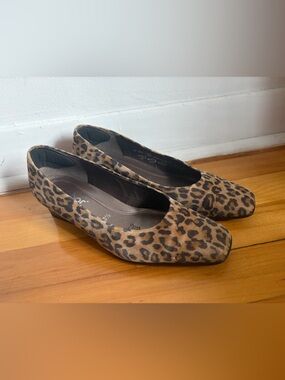 Gabor Austria Leopard Print Square Toe Chunky Heel Shoes Leather Size 6 or 36